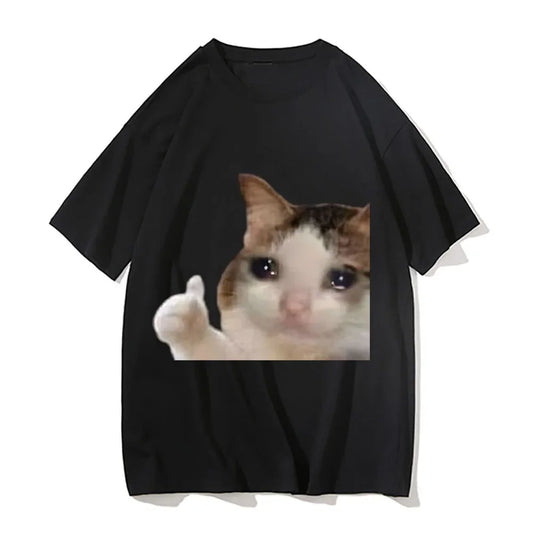 Sad Cat Meme Short Sleeve T-shirt