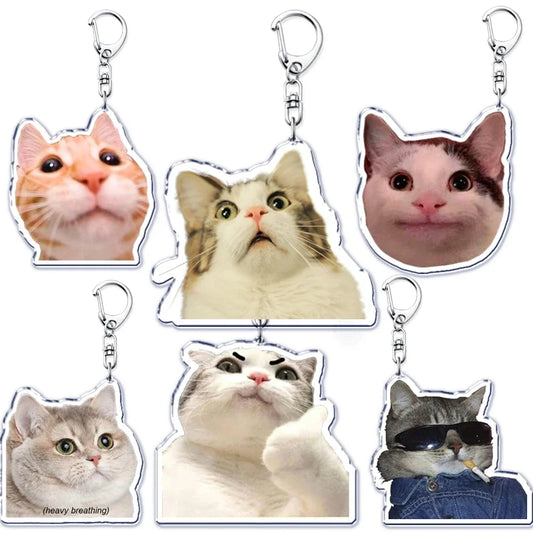 Funny Cat Memes Series Keychain Student Gift Bag Lanyard  Women's Bag Pendant Keychain Cute Things Cheap Gift For Best Friends